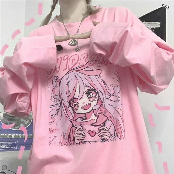 

women's t-shirt japanese soft girl cute anime print long-sleeved sweet and fresh clothing women autumn 2021 loose student top, White