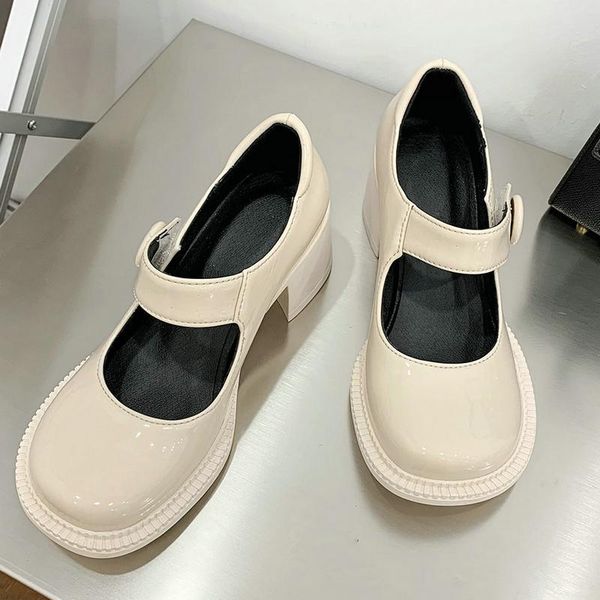 

dress shoes spring women sweet elegant pink mary janes fashion comfort square thick sole platfrom ladies pumps plus 43, Black