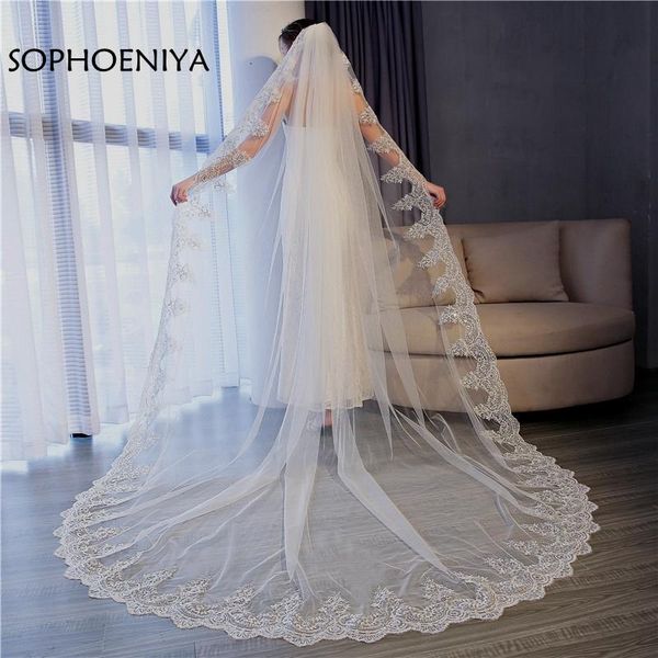 

bridal veils real picture lace edge white ivory veil 3 meter in stock wedding accessories veu de noiva voile mariee, Black