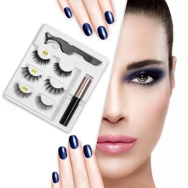 

false eyelashes safe magnetic 3d set with applicator extend reusable eyelashe