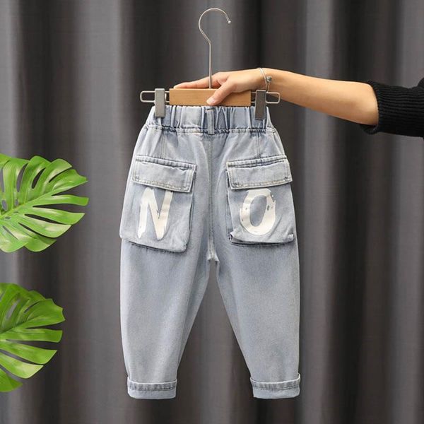 

jeans baby letter for girls pockets casual style girl clothes, Blue