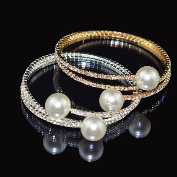 

korean version of the lady pearl set with water diamond full bracelet fashion bangle, Black