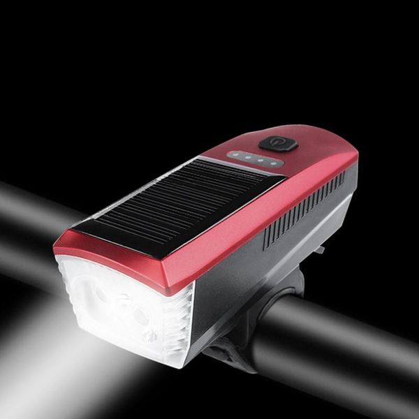 

solar bicycle front light charging horn usb waterproof cycling bike lights