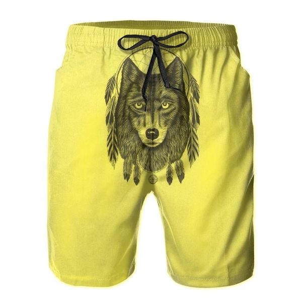 

men's shorts 2021 stretch swim trunks harajuku cool wolf quick dry beach mesh lining surf pants slacks mountain sports, White;black
