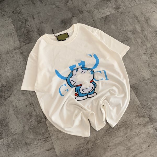 

luxury design co short sleeve women's summer dingdang cat cartoon embroidery loose fashion couple t-shirt a1, White