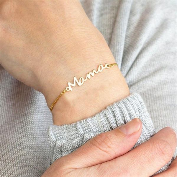 

women bracelet letter bracelets woman mama bangles ladies jewellery hand made couples fashion trendy gold color alloy pulseras link, chain, Black