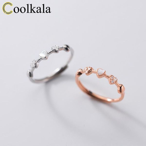 

cluster rings coolkala silver women's simple diamond-encrusted love food ring elegant exquisite bracelet, Golden;silver