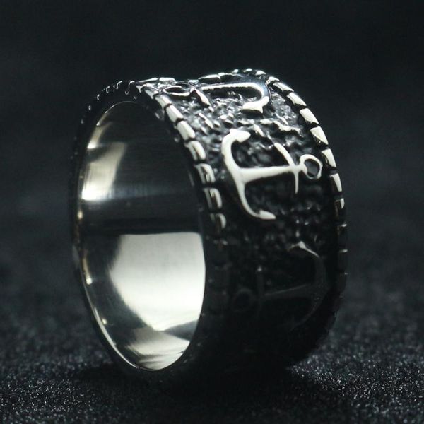 

cluster rings 316l stainless steel punk gothic cool anchor ring, Golden;silver