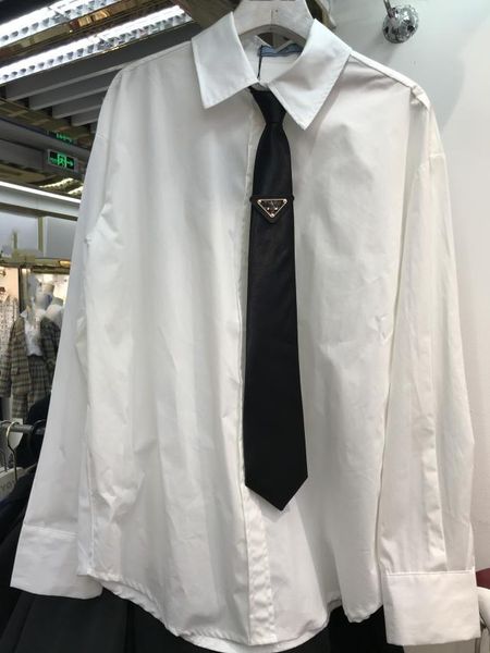 

yang mi same letter 2021 spring and summer new fashion tie white long sleeve casual slim shirt girl, Tan;black