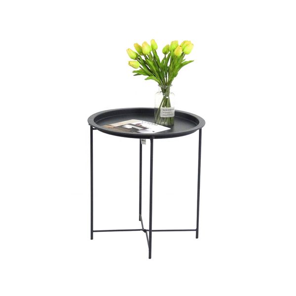 

folding tray metal side living room sofa small round end anti-rust and waterproof outdoor or indoor snack accent coffee table