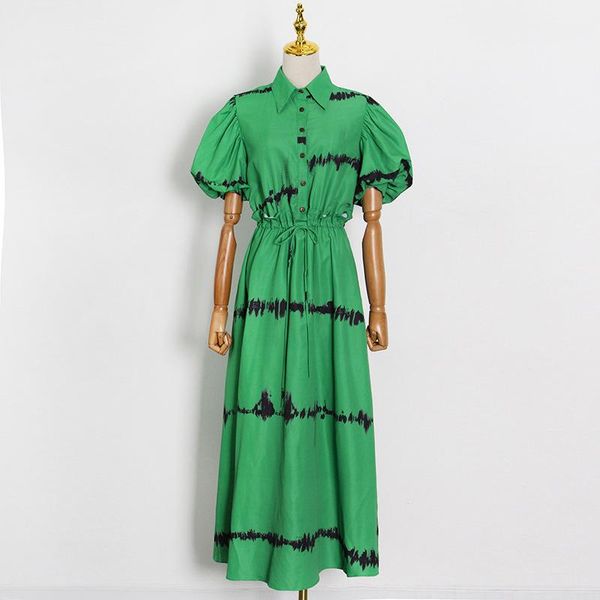 

casual dresses [ewq] korea chic autumn trendy women lapel single-breasted printing fashion loose long-sleeved shirt dress 2021 16e2050, Black;gray