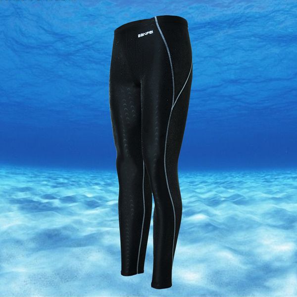 

quick banfei waterproof drying sunscreen imitation shark skin leg competition men's long swimming trunks women's diving surfsuit, White;black
