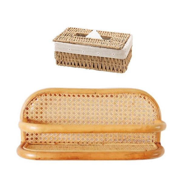 

tissue boxes & napkins 1x rattan wall hooks kids garments organizer rack creative handmade box (khaki floral style)