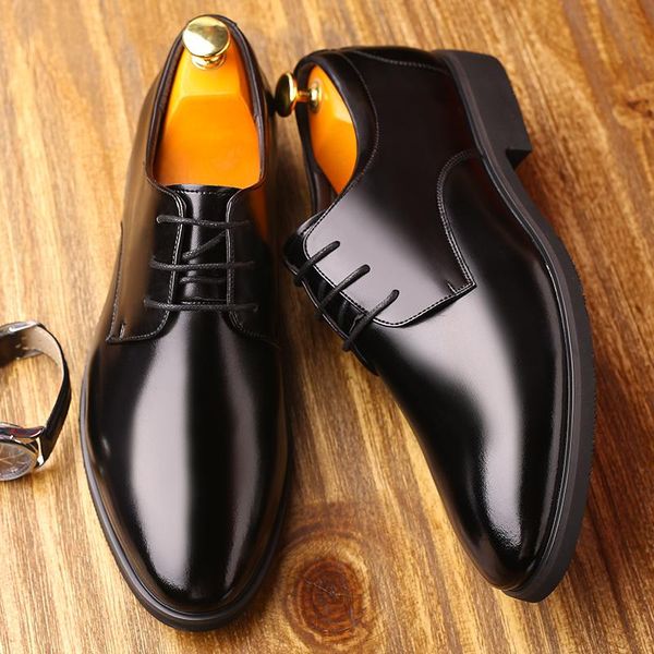 

dress shoes misalwa 5cm elevatoer classic men derby business office formal leather gentleman height increasing wedding, Black