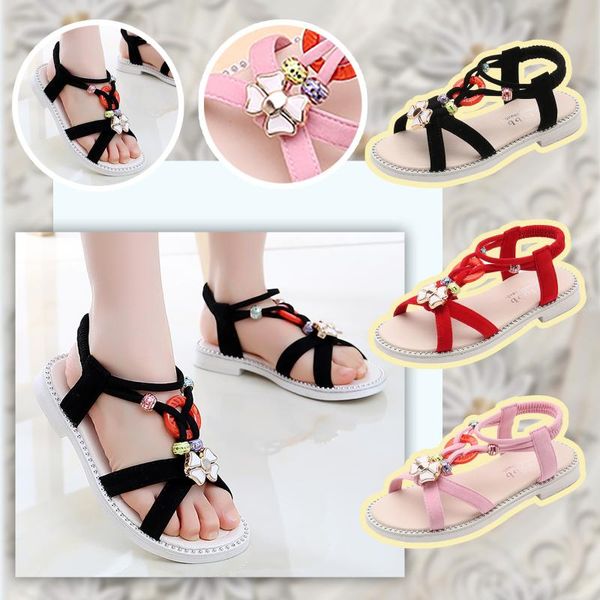 

children sandals pink cute bow shoes baby girls sandal kids princess toddler korean beach girl casual slippers, Black;red