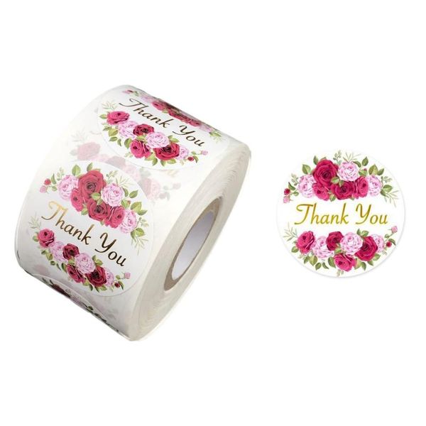 

gift wrap 500pcs flower thank you stickers 1.5 inch bronzing seal label for wedding baking envelope stationery sticker