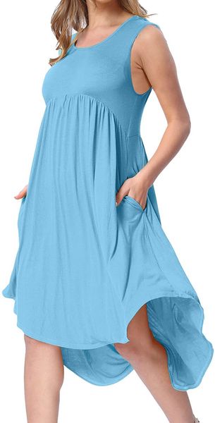 

levaca women's summer plain loose swing causal tank dress, Black;gray