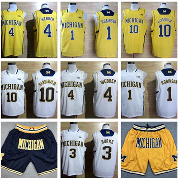 

college michigan wolverines basketball jerseys tim hardaway jr 1 glenn robinson iii jersey 3 trey burke chirs webber 41 glen rice mens short, Black;red