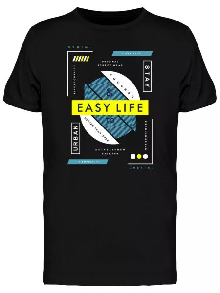 

easy life urban graphic men's tee -image by shutterstock, White;black