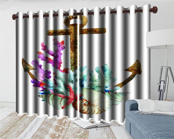 

3d modern blackout curtain window coral conch digital print home improvement european style kitchen & drapes