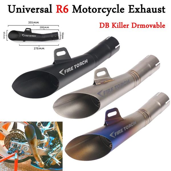 

motorcycle exhaust system 38-51mm universal r6 escape connecting motocross pipe muffler for yamah yzf- r1 r3 mt03 nc700 r25