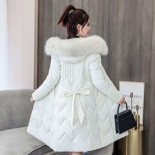 

big fur winter coat female jacket hooded parka warm women wadded ladies plus size long women's down 531 & parkas, Black