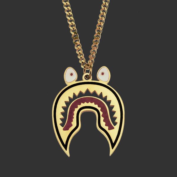 

men chains pendant for hip hop amulet neck s personalized jewelry men's and women's fashion shark head necklace stainless steel cr, Silver