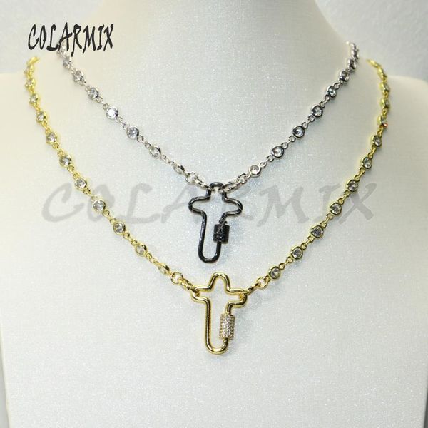 

pendant necklaces 3pcs handmade screw spiral cross clasp necklace buckle fashion jewelry chain 50630, Silver