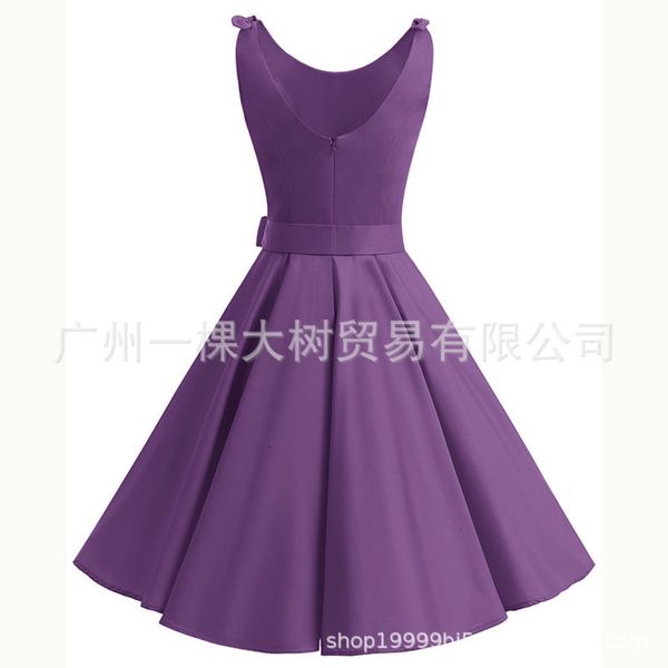 

dresses solid color casual sleeveless cotton hepburn party dress, Black;gray