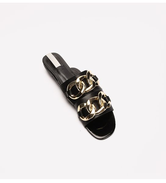 

dress shoes lmcavasun za sandals chain high heels new square toe word with open back women's shoes flat xf89, Black