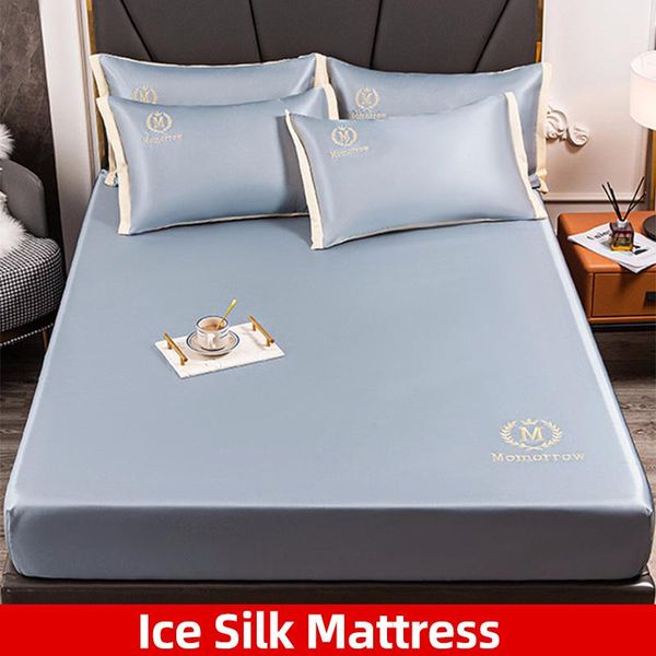 

sheets & sets 2021 embroidery summer mat kit sleeping bed sheet set 3d ice cool fitted mattress cover180*200cm bedspread
