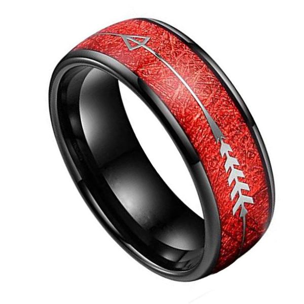 

bangle 2021 high-end fashion men's blue groove beveled edge ring wedding band stainless steel slotted rings, Black