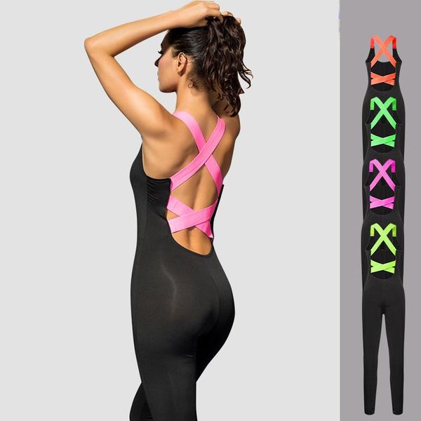 

yoga outfit one in piece sport clothing backless suit workout tracksuit for women running tight dance sportswear gym set