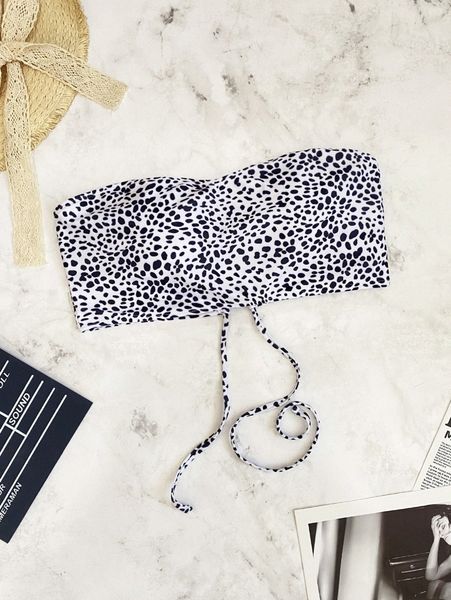 

plus dalmatian print bandeau bikini p9df#, Black
