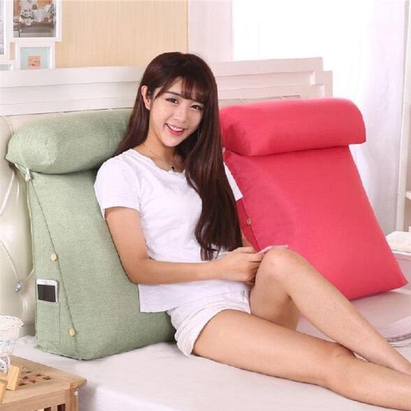 

pillow stereo wedge shape backrest waist cushion washable cotton linen sofa cushions bed rest maternity lounger reading