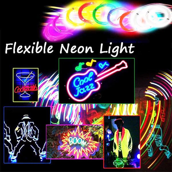 

strips 1/3/5m el wire diy flexible neon light strip glow rope tape cable led string lamp for party dance car halloween decoration