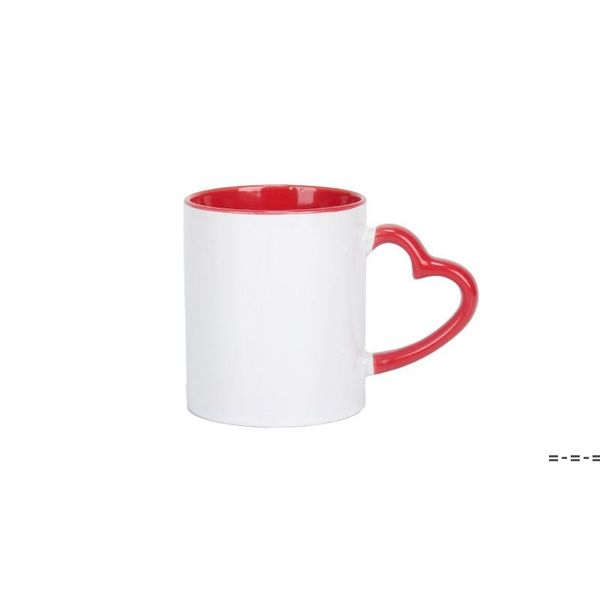 Caneca cerâmica da sublimação de DIY com cabo do coração 320ml Copos cerâmicos brancos com revestimento interno colorido da água especial pelo mar RRE1168