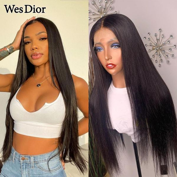 

lace wigs straight front human hair 13x4 remy brazilian wig for black women baby preplucked, Black;brown