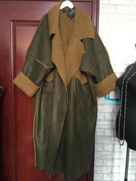 

women's trench coats 2017 of the female gender autumn and winter high imitation skins an ultra long piece plus size big stole trench ww, Tan;black
