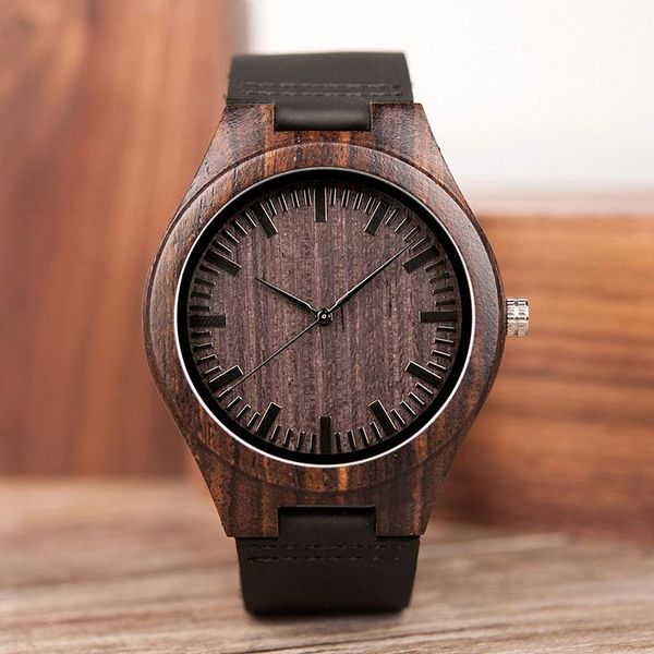 

men quartz watch vintage style with sandalwood dial leather band luxurious casual business a66 wristwatches, Slivery;brown