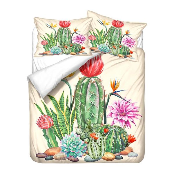 

bedding set 3d cactus printed children boys duvet cover with pillowcases  king size bedclothes for teens green bed sets