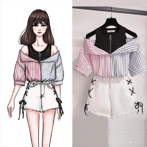 

sweet korean off shoulder womens tracksuits and shorts kawaii two piece set, Gray