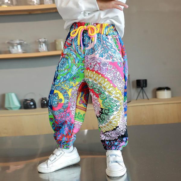 

trousers fashion trend boys tie dye totem pants kids spring autumn elastic waist children casual bloomers 4 5 6 7 8 9 10 11 12 y, Blue