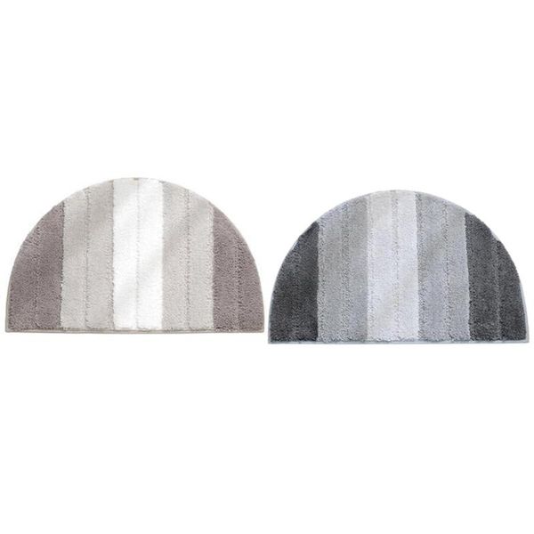 

carpets 2x semi-ellipse non-slip absorbent floor mat with gradient color stripe bedroom door light grey & brown