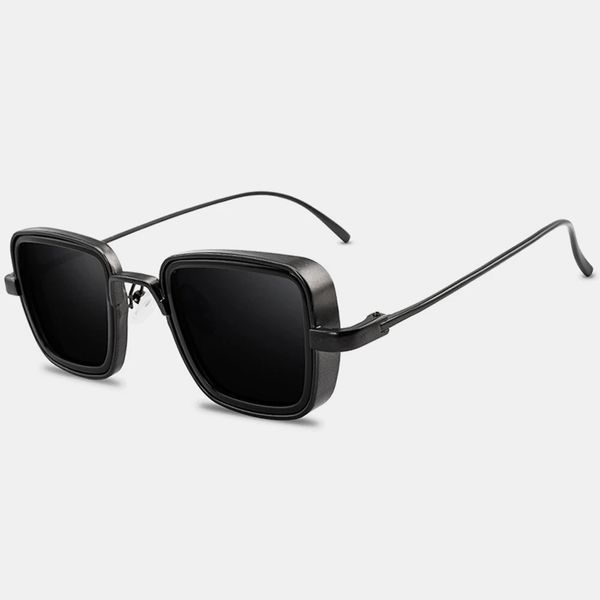 

men retro thick edge metal frame trend sunglasses driving outdoor sunglasses, Black