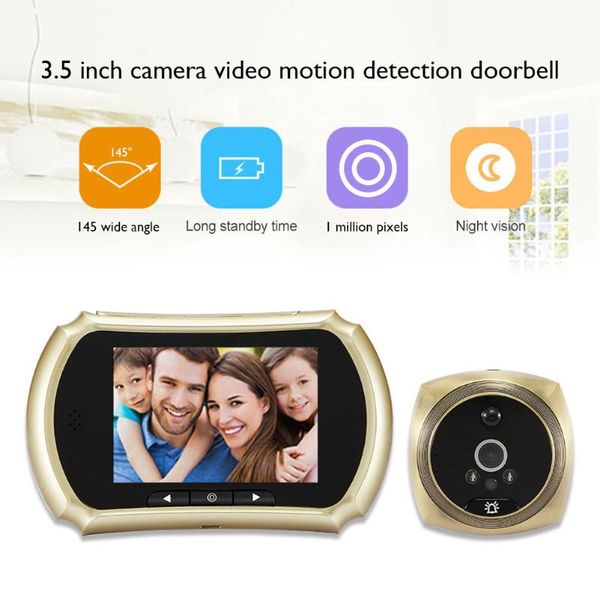 

3.5 inch lcd screen digital peephole viewer doorbell night vision pir motion detection electronic door eye camera bell doorbells