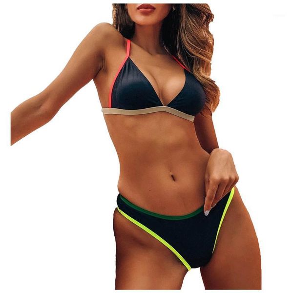 

beach wear women's two piece print split swimsuit bikini set beachwear kostium kapielowy komplety damskie swimwear, White;black