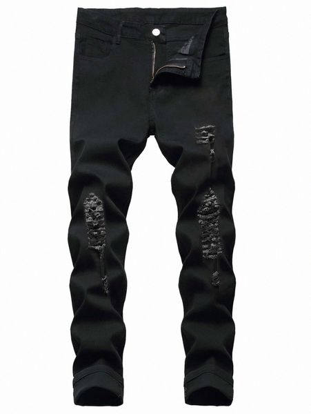

romwe guys ripped jeans t3hs#, Blue