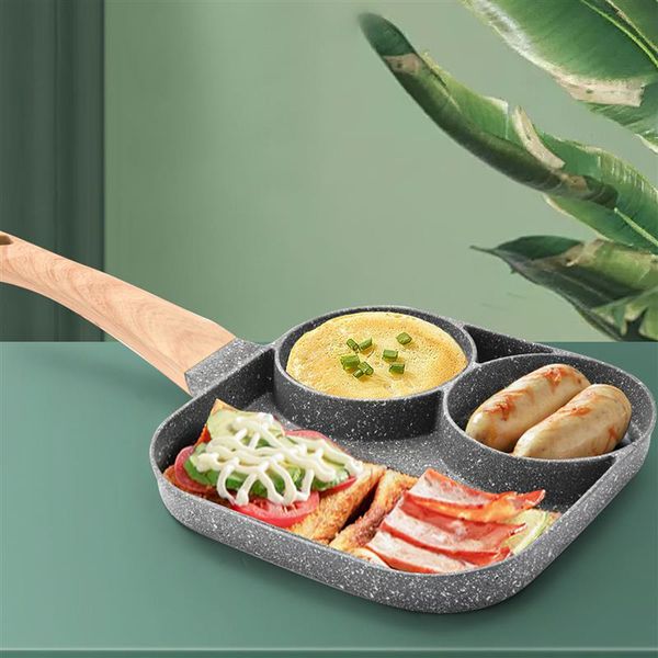 

pans 2-hole multifunctional frying pot egg pancake steak omelet pan aluminum alloy round/heart shape fryer anti-scald handle