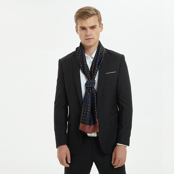 

scarves 2021 autumn and winter european american men's long clover scarf business casual banquet silk gift 170*30cm, Blue;gray